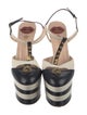 Gucci Spike Accents Leather T-Strap Pumps