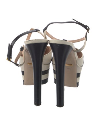 Gucci Spike Accents Leather T-Strap Pumps