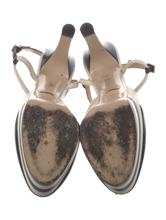 Gucci Spike Accents Leather T-Strap Pumps