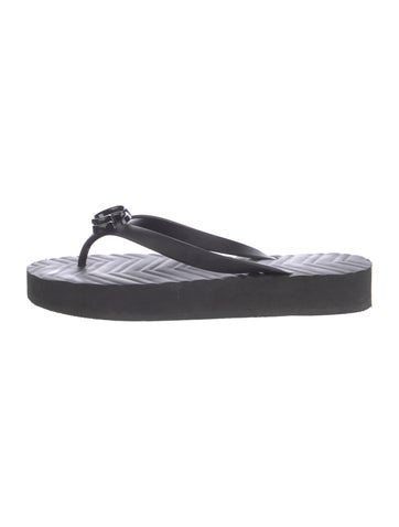 Gucci Sandals Double G Logo Rubber Flip Flops IT 39 | 9