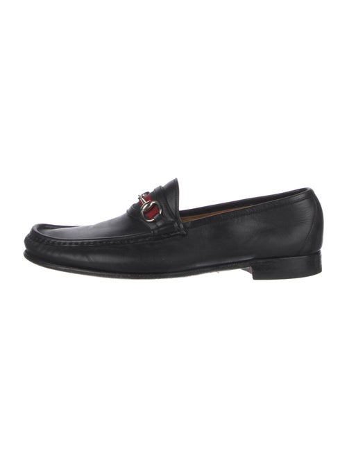 Gucci Web Accent Leather Loafers