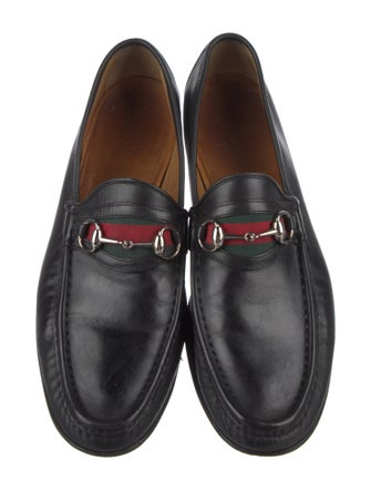 Gucci Web Accent Leather Loafers