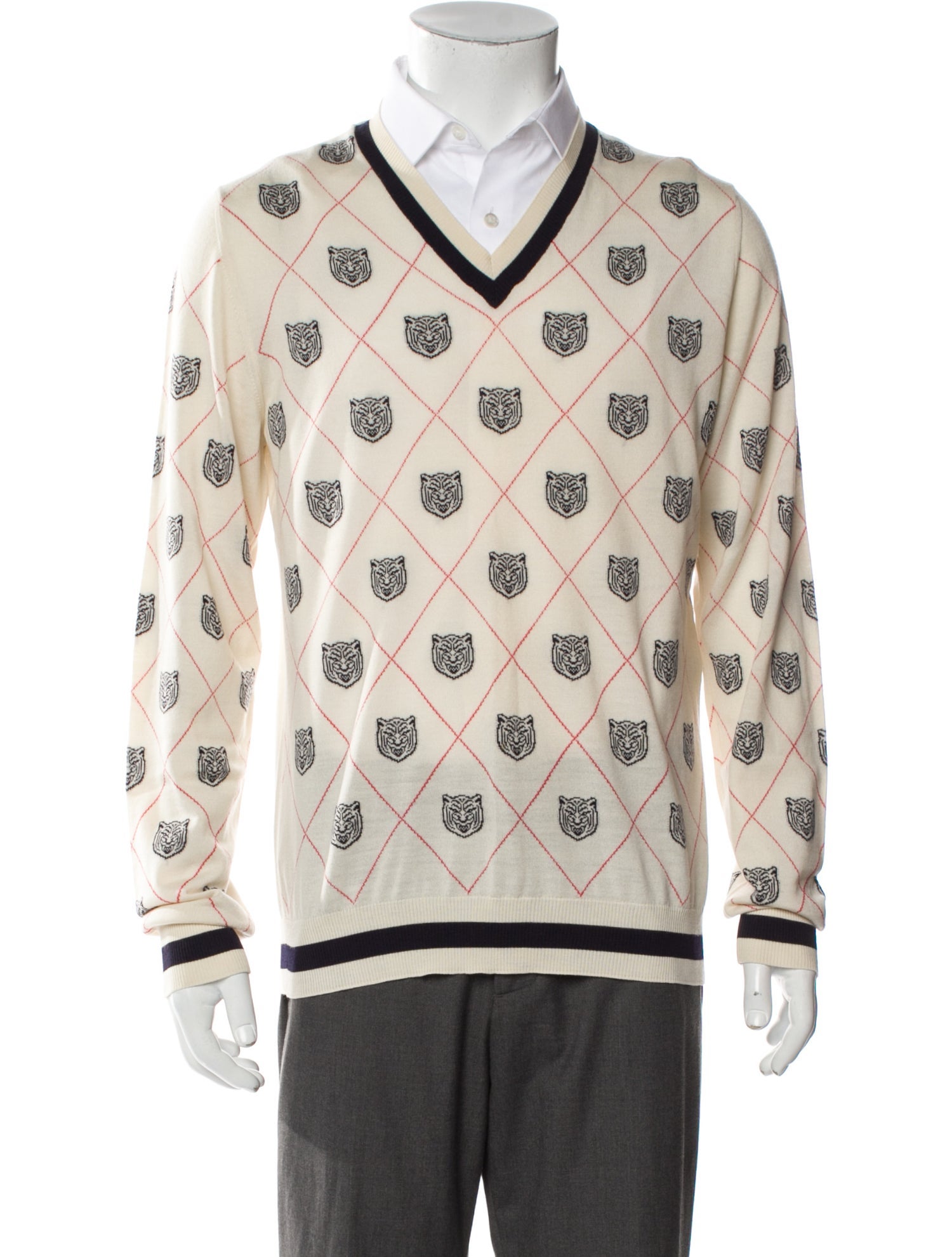 Gucci Tiger Head Accent Wool Pullover