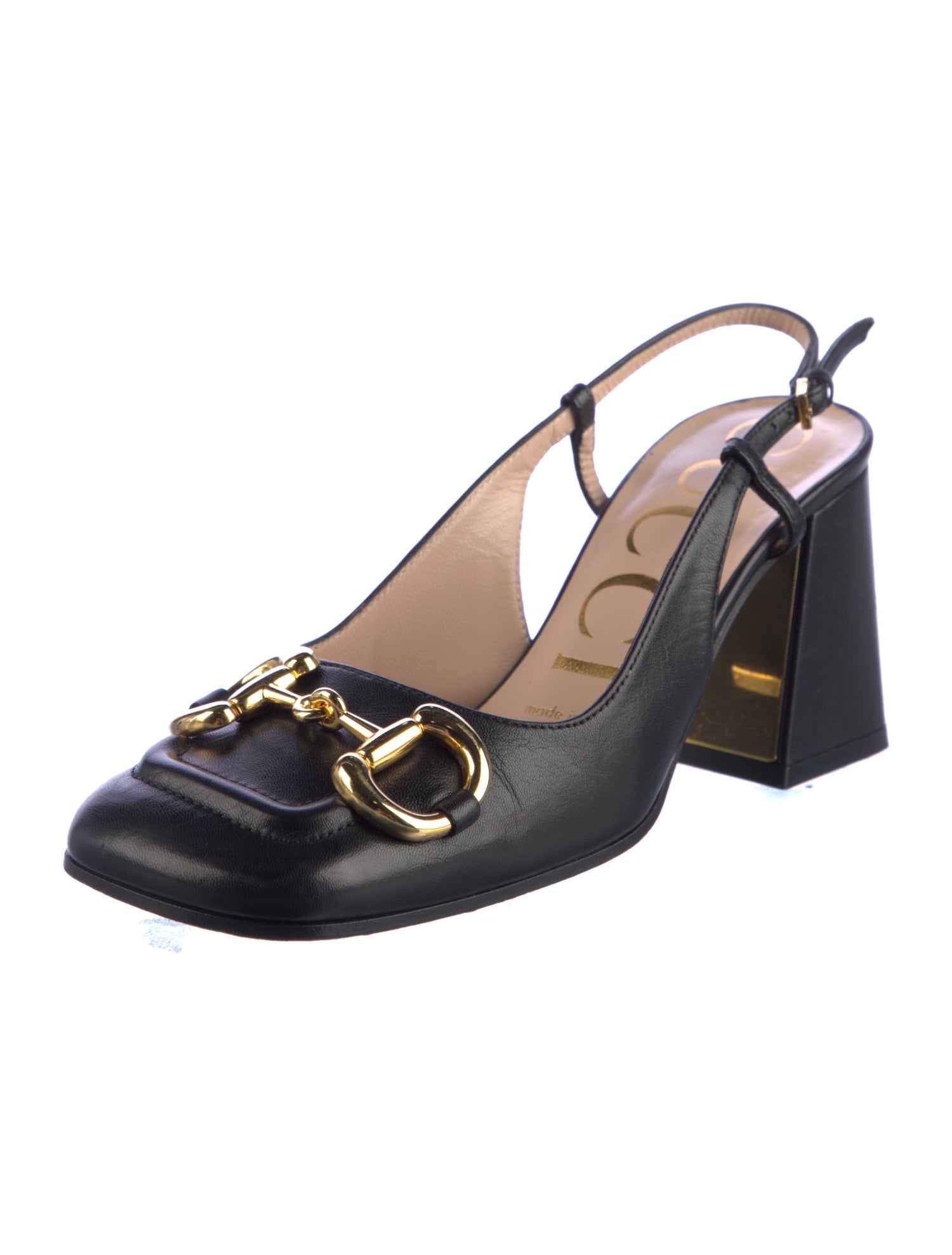 Gucci 1955 Horsebit Accent Leather Slingback Pumps