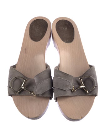 Gucci Horsebit Accent Suede Slides