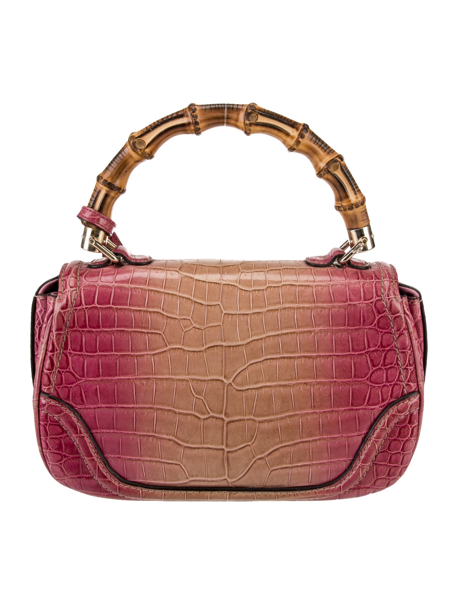 Gucci Embossed Leather Convertible Bamboo