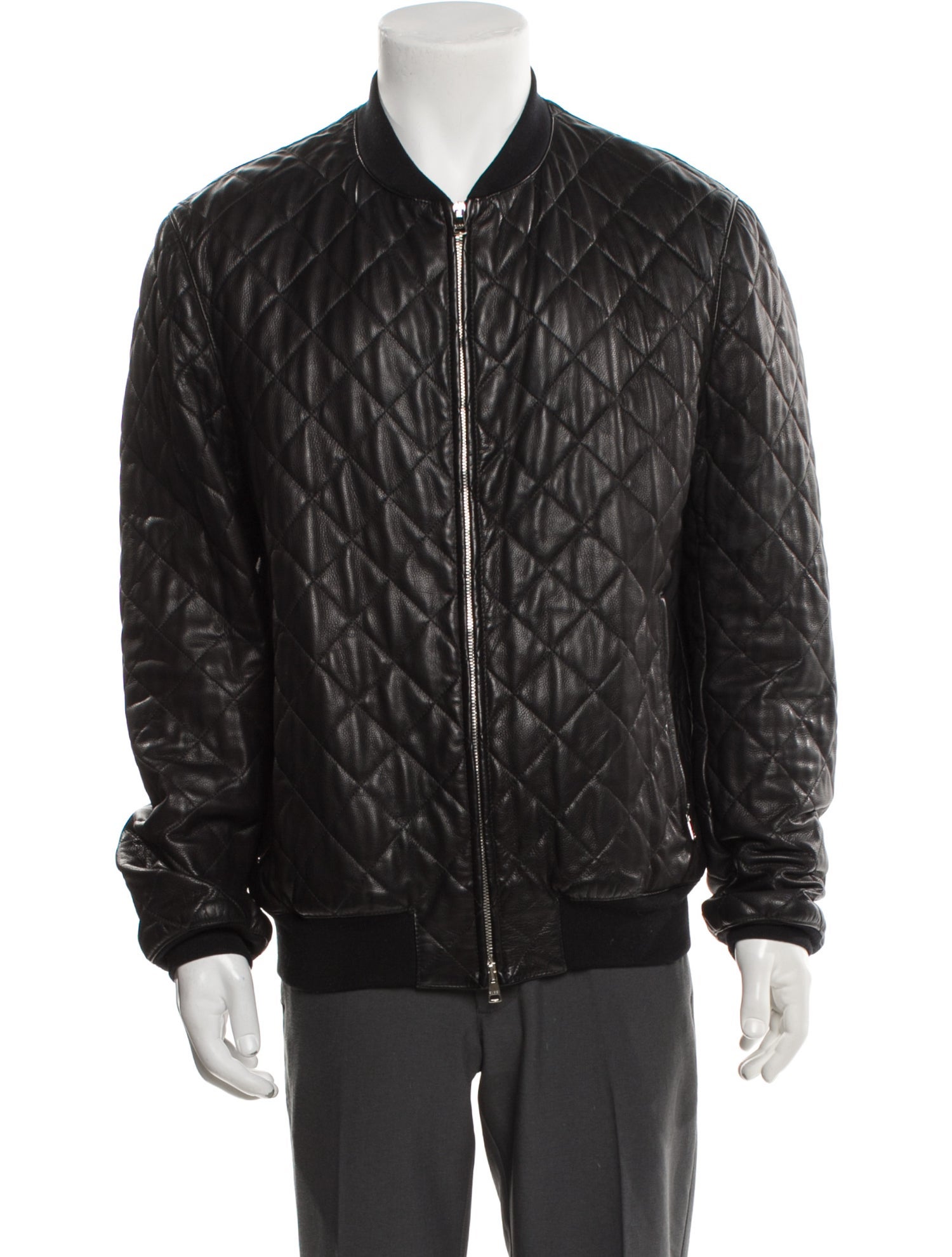 Gucci Web Accent Leather Bomber Jacket