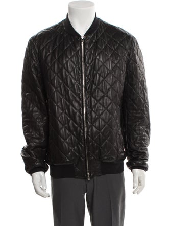 Gucci Web Accent Leather Bomber Jacket