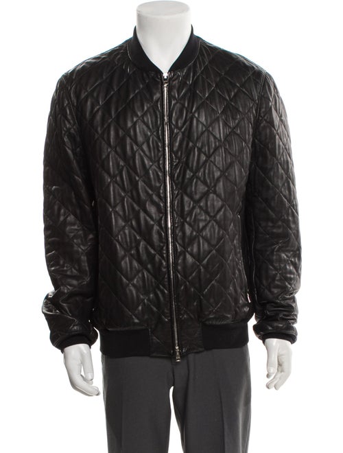 Gucci Web Accent Leather Bomber Jacket