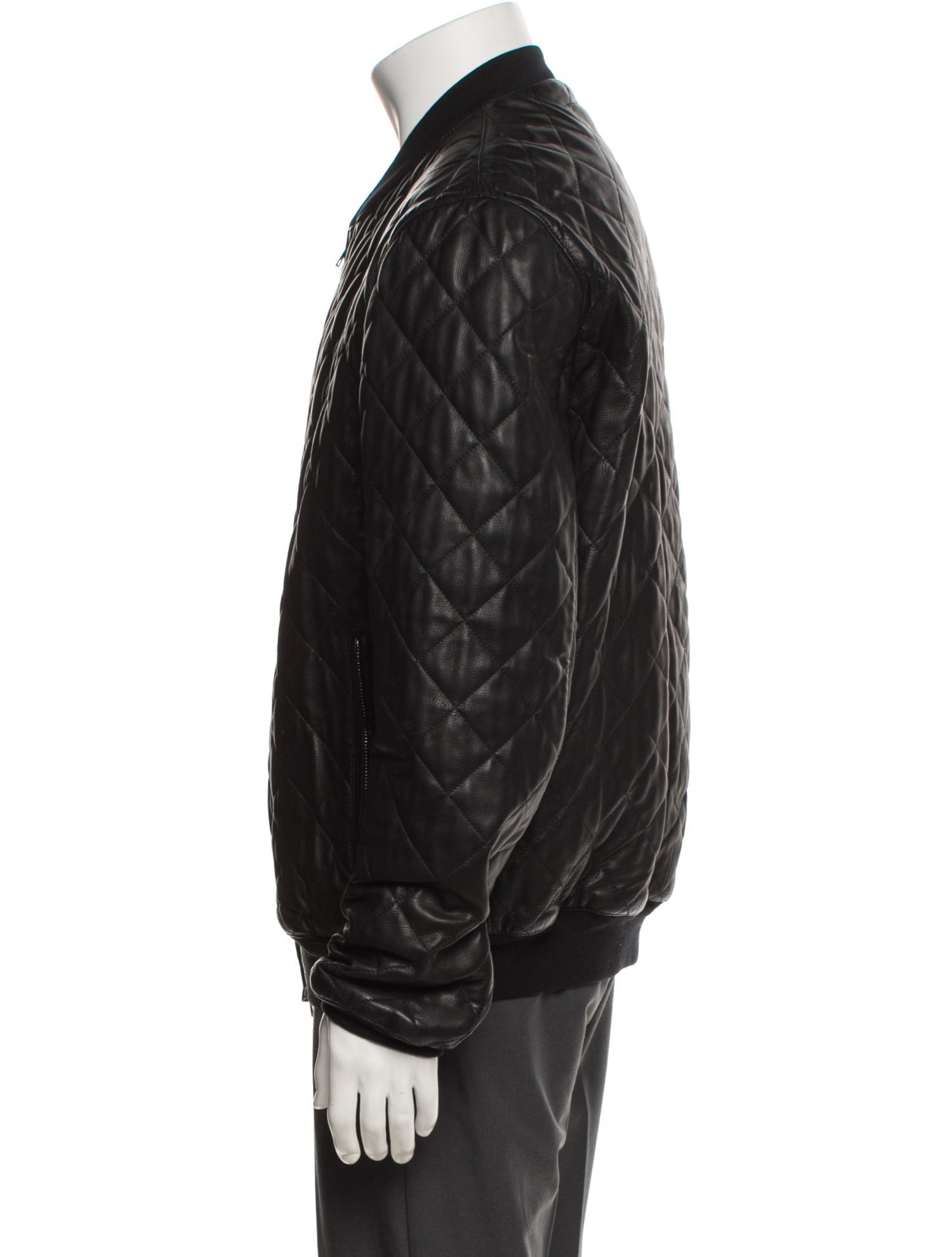 Gucci Web Accent Leather Bomber Jacket