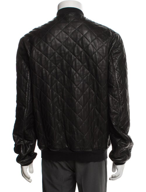 Gucci Web Accent Leather Bomber Jacket