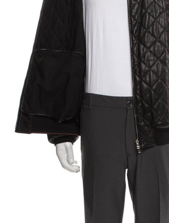 Gucci Web Accent Leather Bomber Jacket