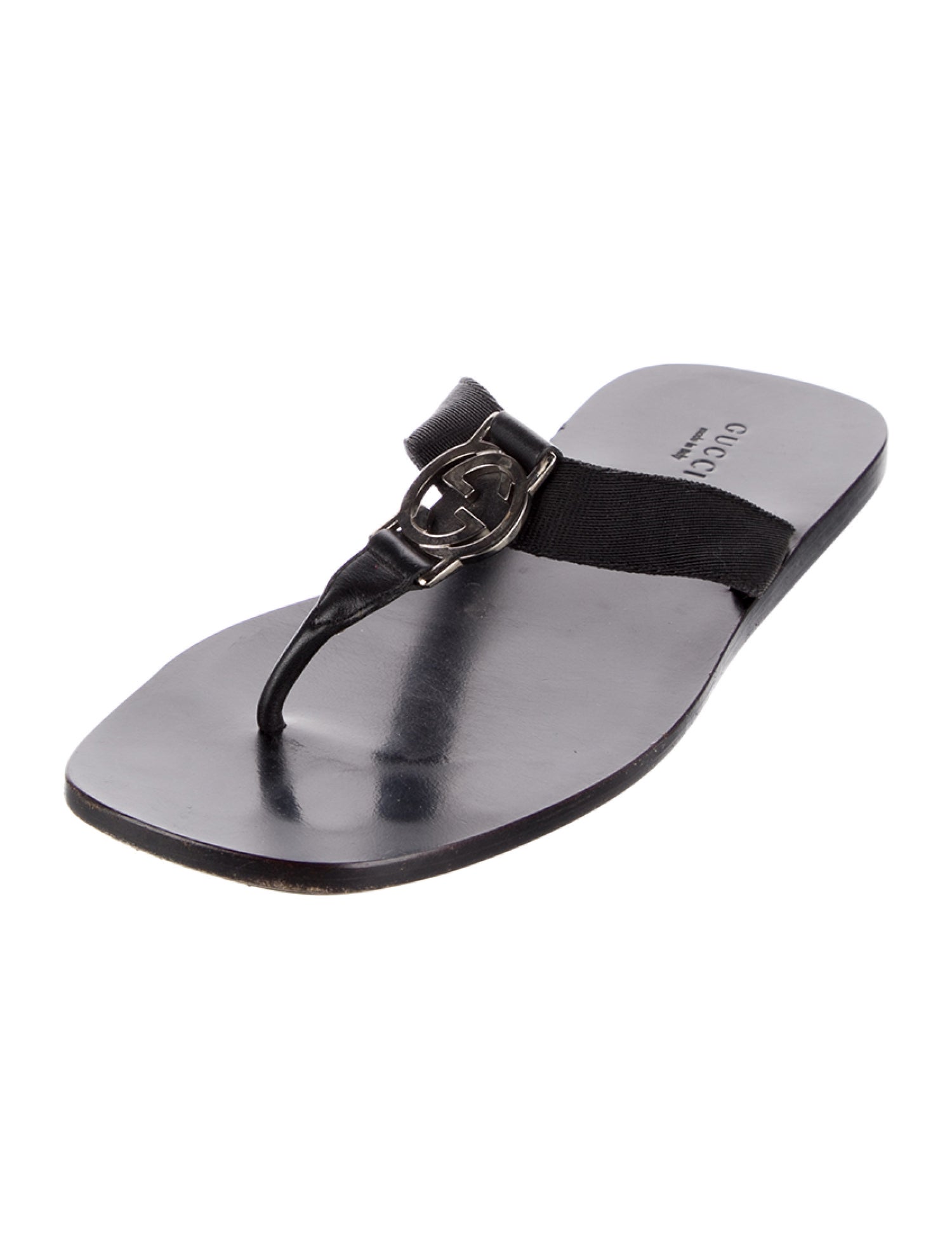 Gucci Interlocking G Logo Leather Flip Flops