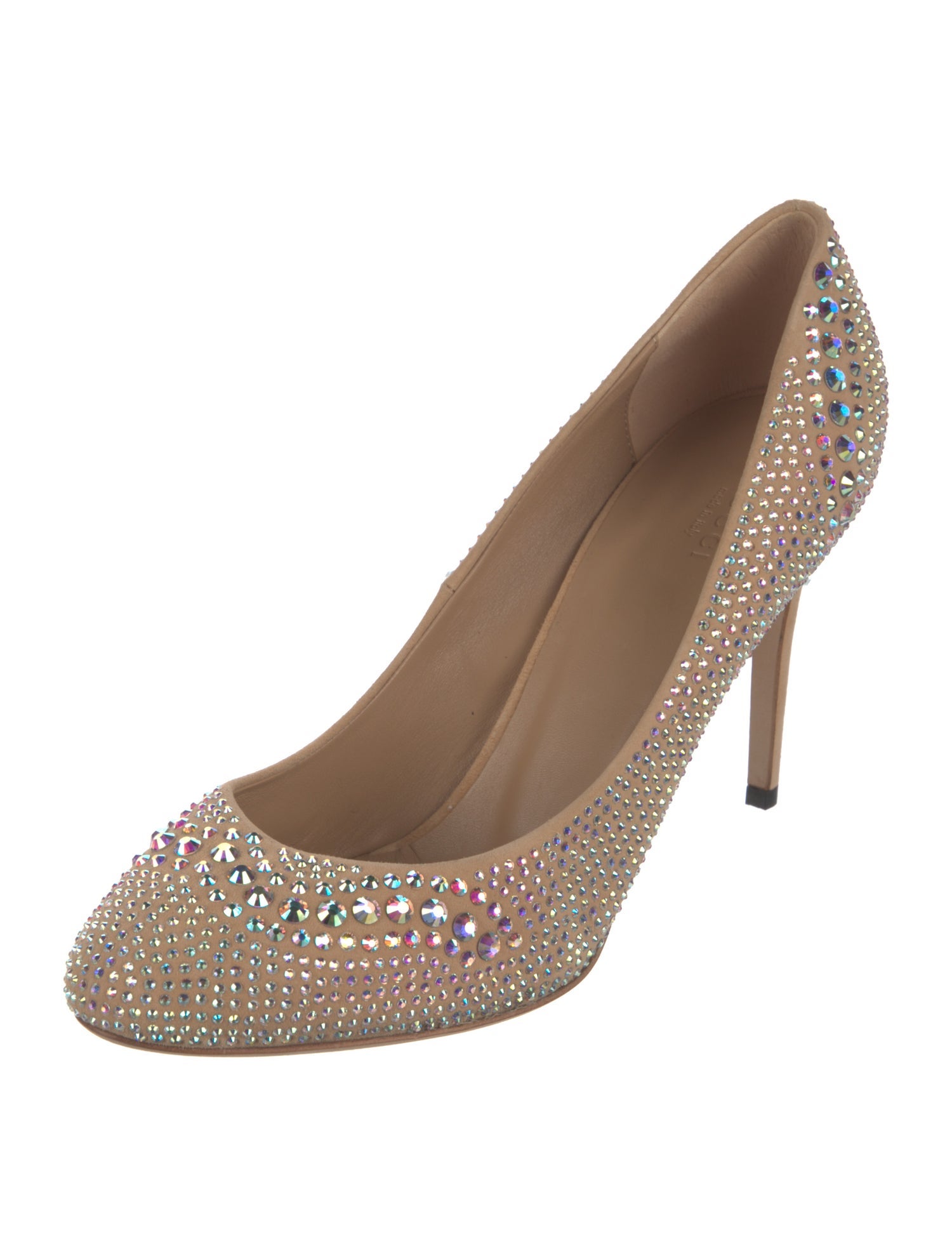 Gucci Suede Crystal Embellishments Pumps