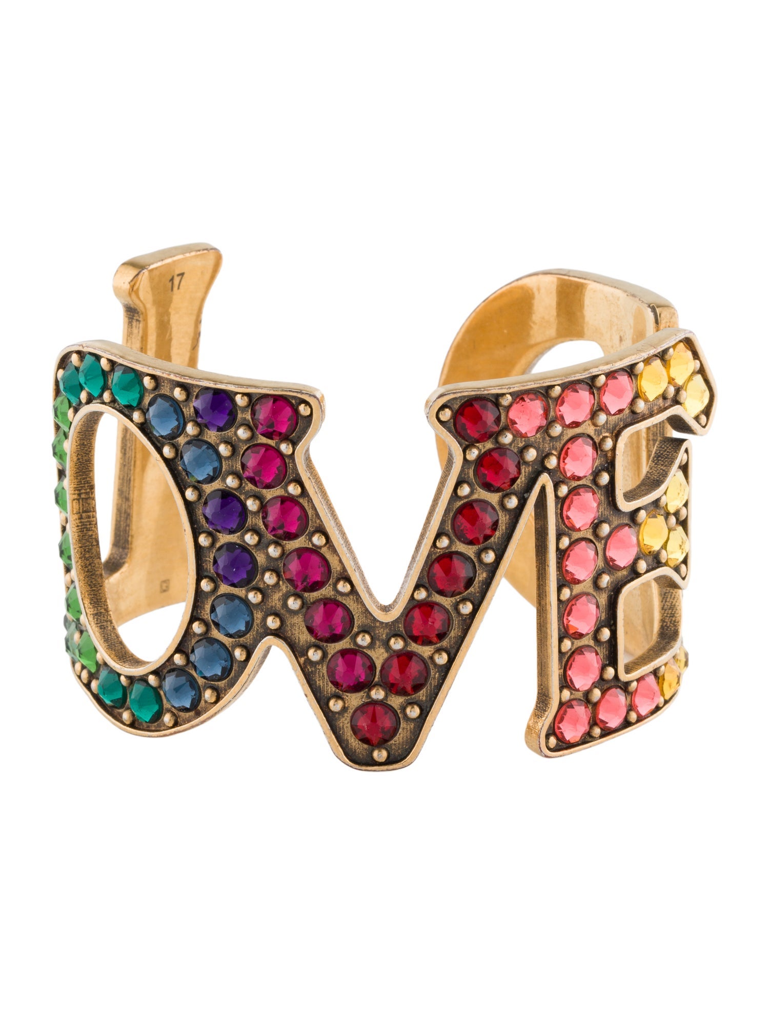Gucci Crystal 'LOVED' Cuff Bracelet