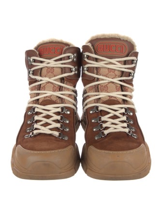 Gucci GG Canvas Suede Combat Boots