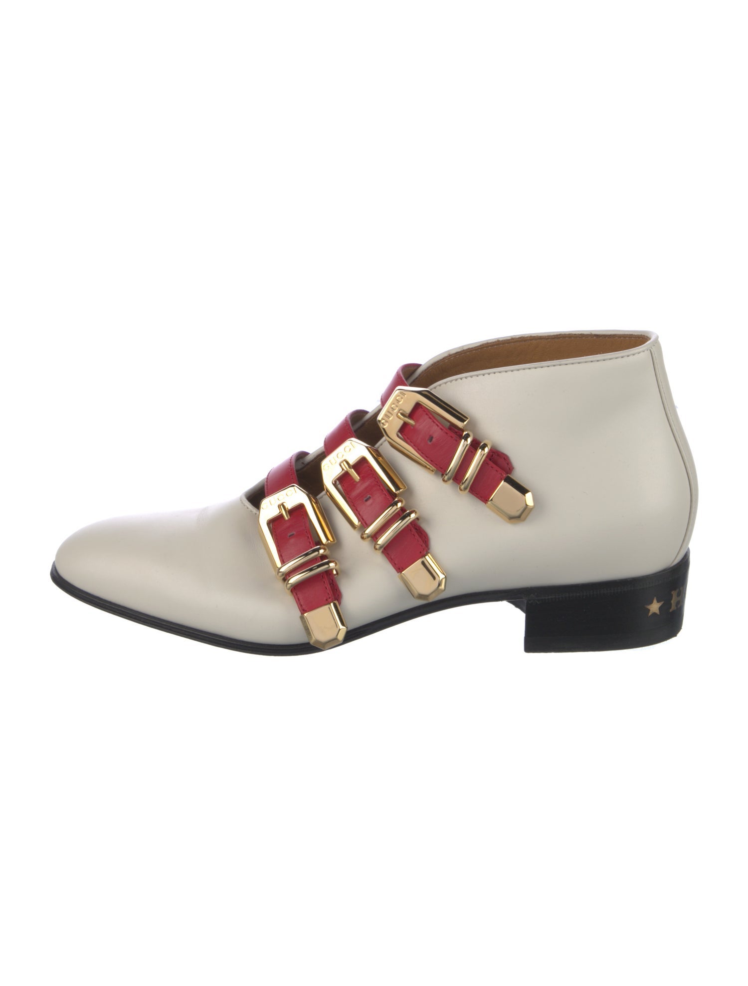 Gucci Triple Buckle Bootie Leather Boots