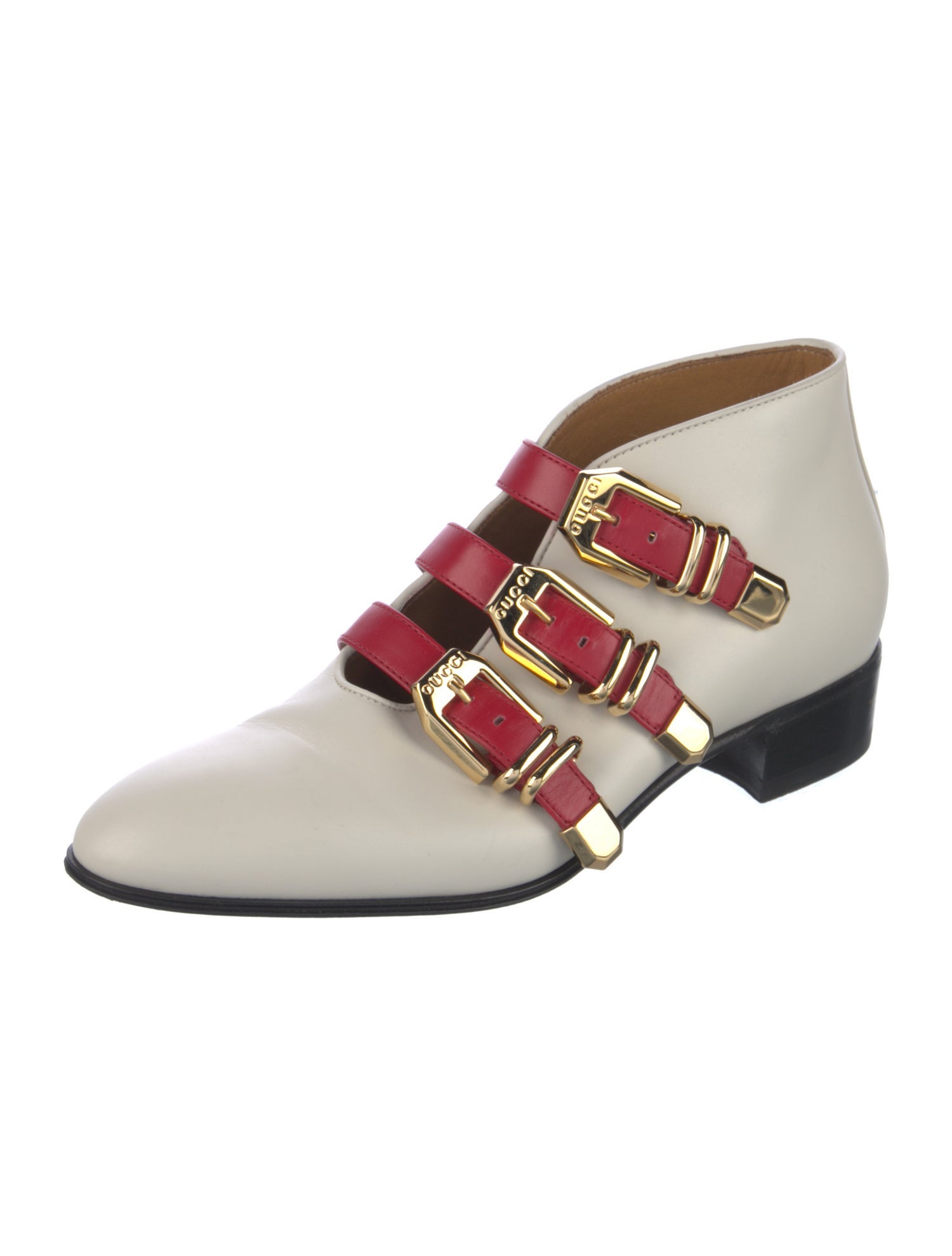 Gucci Triple Buckle Bootie Leather Boots