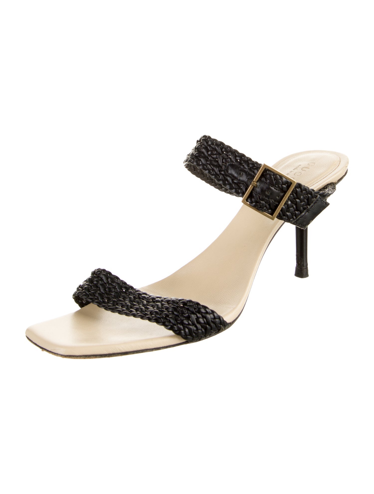 Gucci Raffia Braided Accents Slides