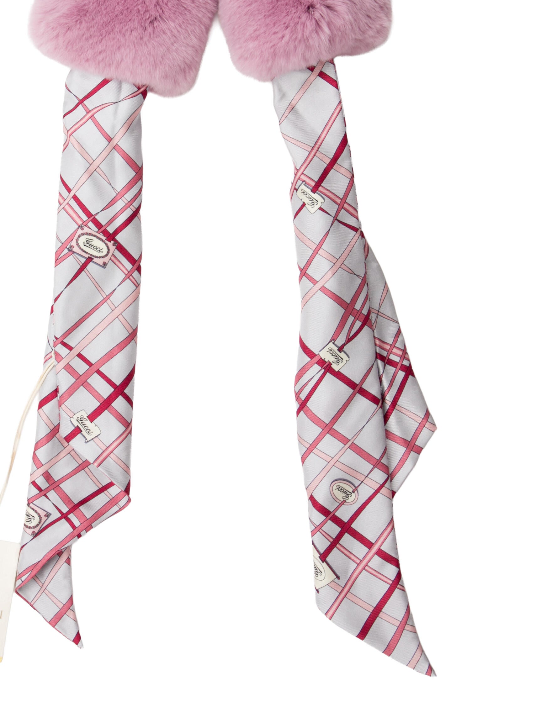 Gucci Kids' Rabbit Fur Trimmed Silk Scarf