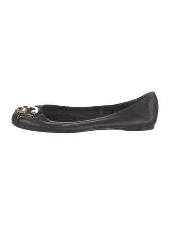 Gucci Interlocking G Logo Leather Ballet Flats