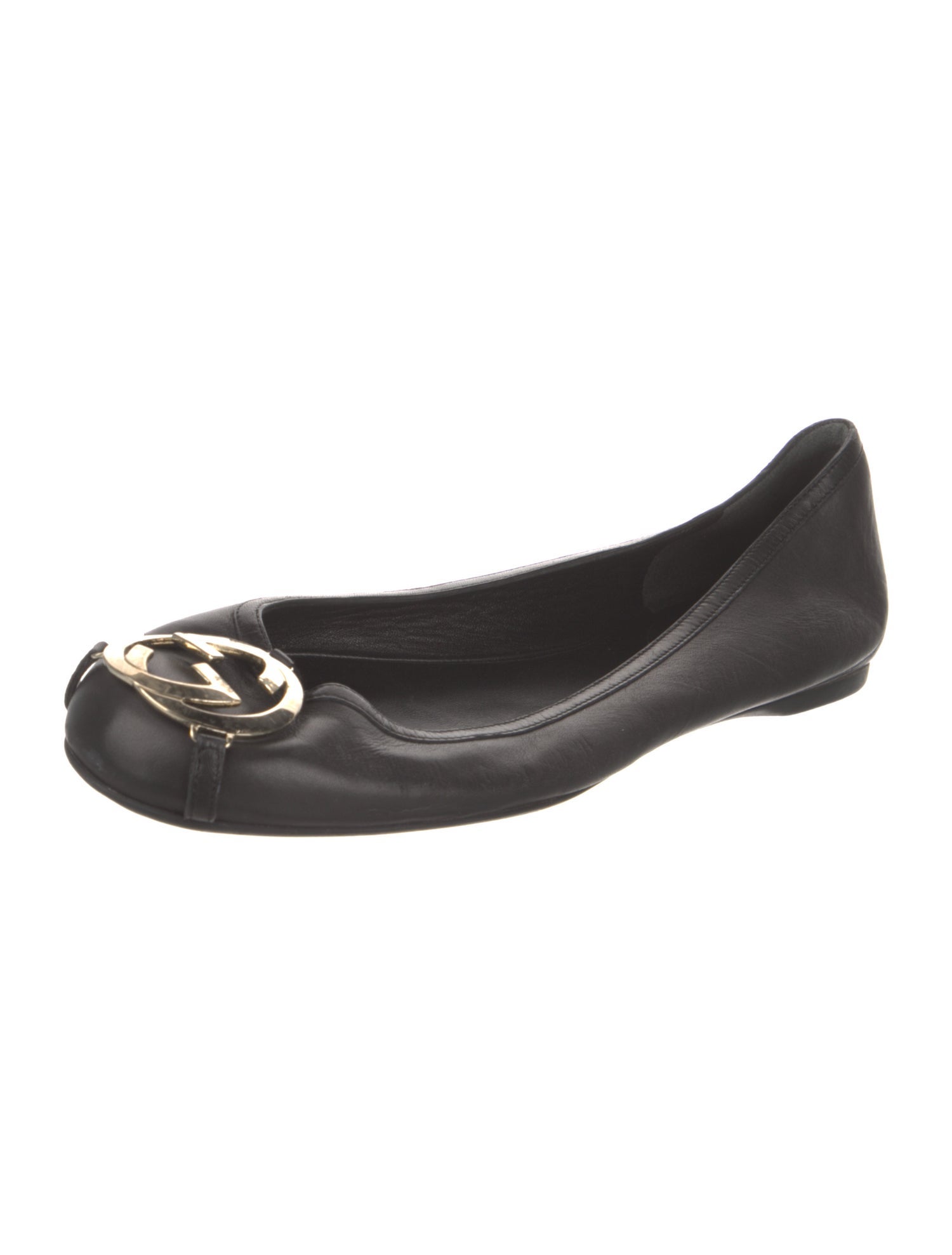 Gucci Interlocking G Logo Leather Ballet Flats