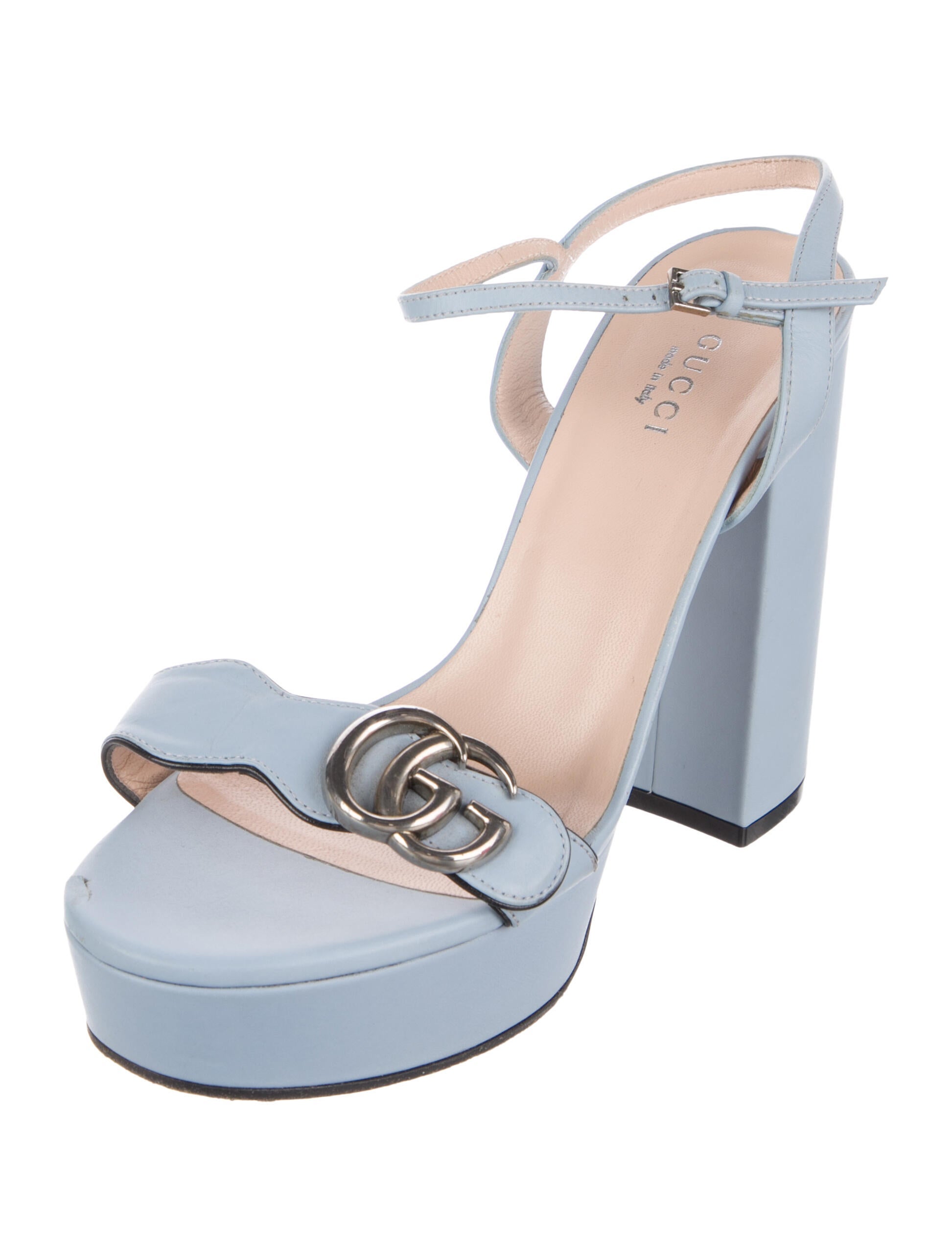 Gucci Double G Logo Leather Sandals