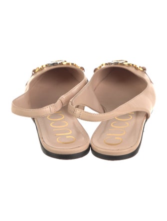Gucci Web Accent Leather Slingback Flats