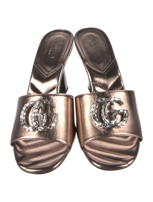 Gucci Double G Logo Leather Slides