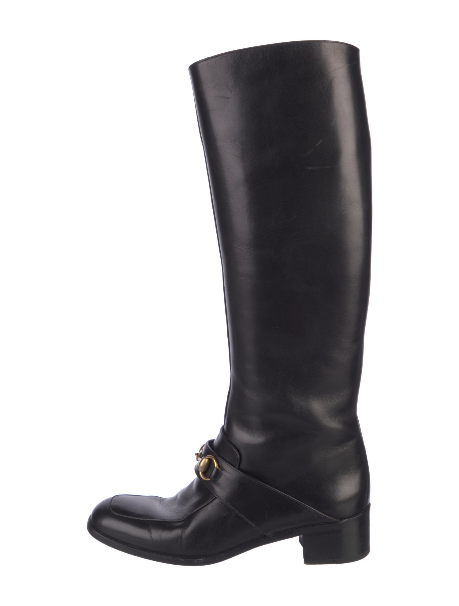 Gucci 1955 Horsebit Accent Leather Riding Boots