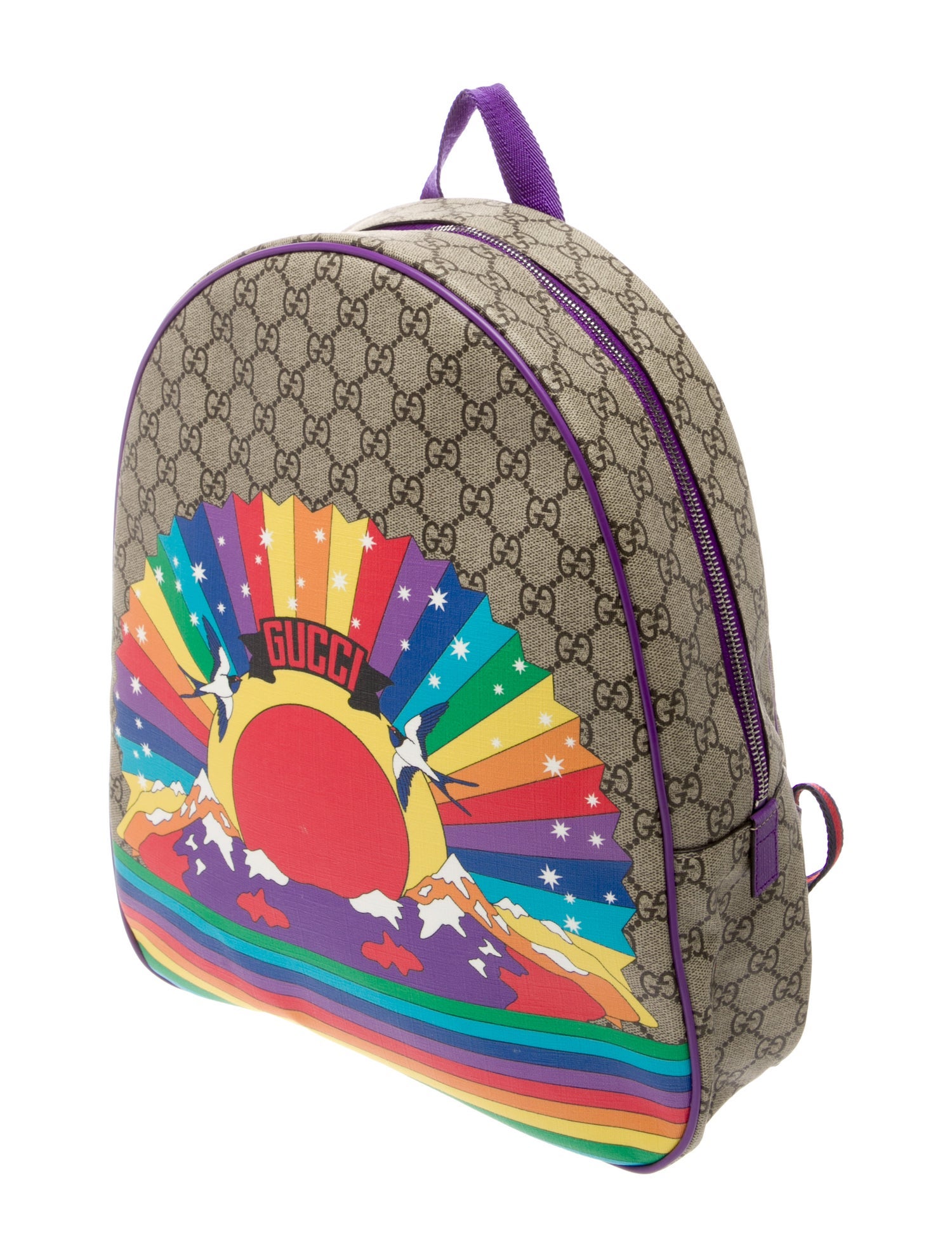 Gucci Girls' GG Supreme Rainbow Birds Backpack