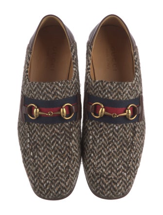Gucci Horsebit Accent Tweed Loafers