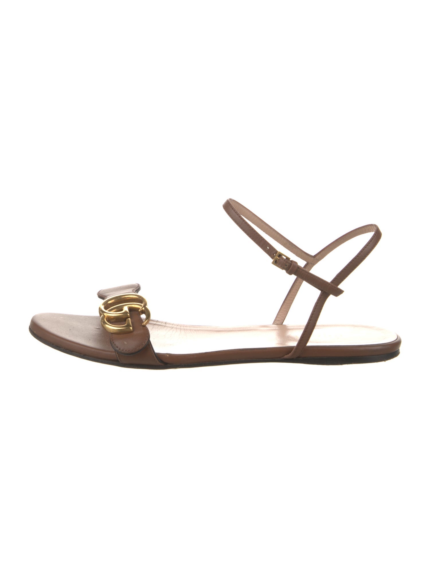 Gucci Double G Logo Leather Sandals