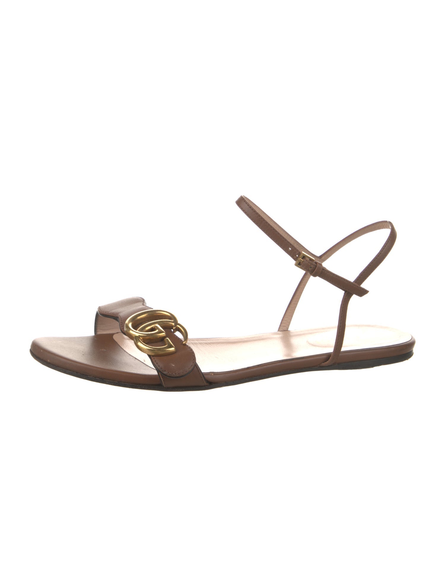 Gucci Double G Logo Leather Sandals