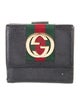 Gucci Web Accent Leather Compact Wallet