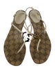 Gucci Interlocking CC Logo Canvas T-Strap Sandals