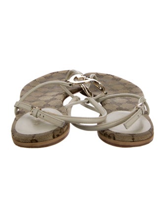 Gucci Interlocking CC Logo Canvas T-Strap Sandals