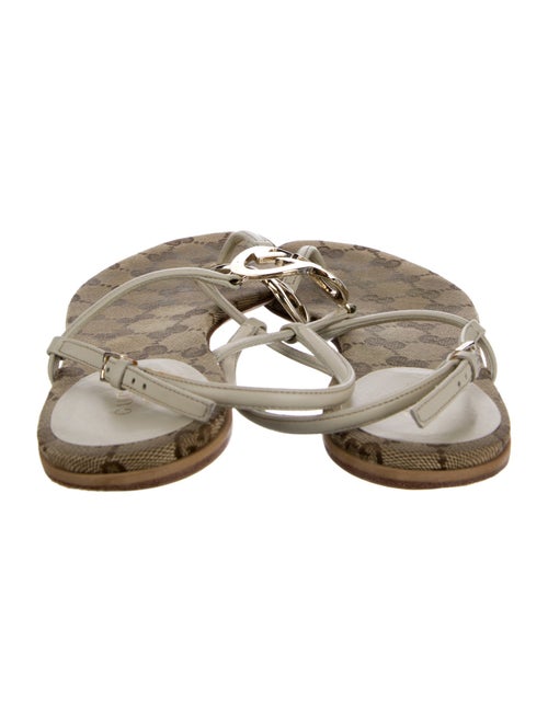 Gucci Interlocking CC Logo Canvas T-Strap Sandals