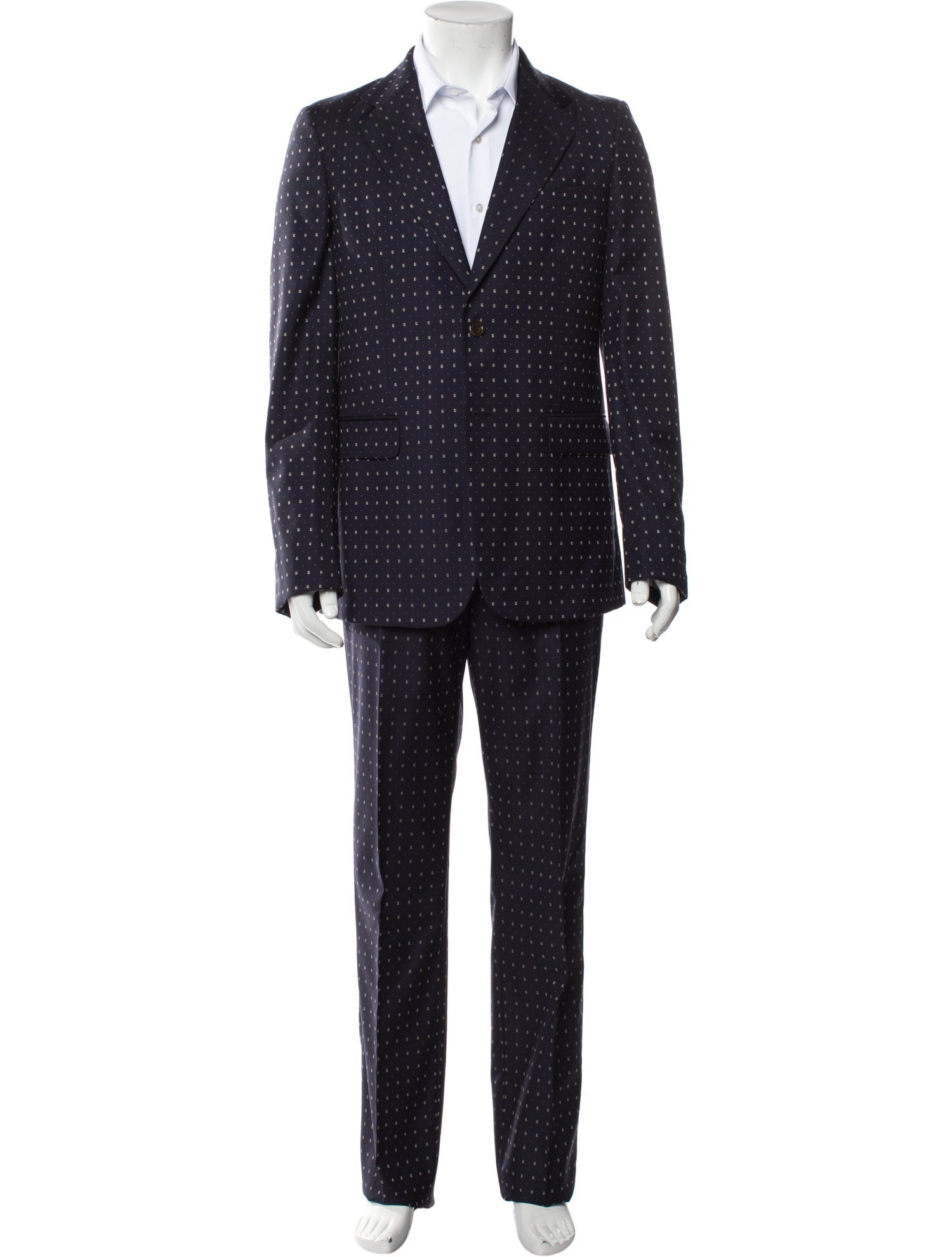Gucci Wool Polka Dot Print Two-Piece Suit w/ Tags
