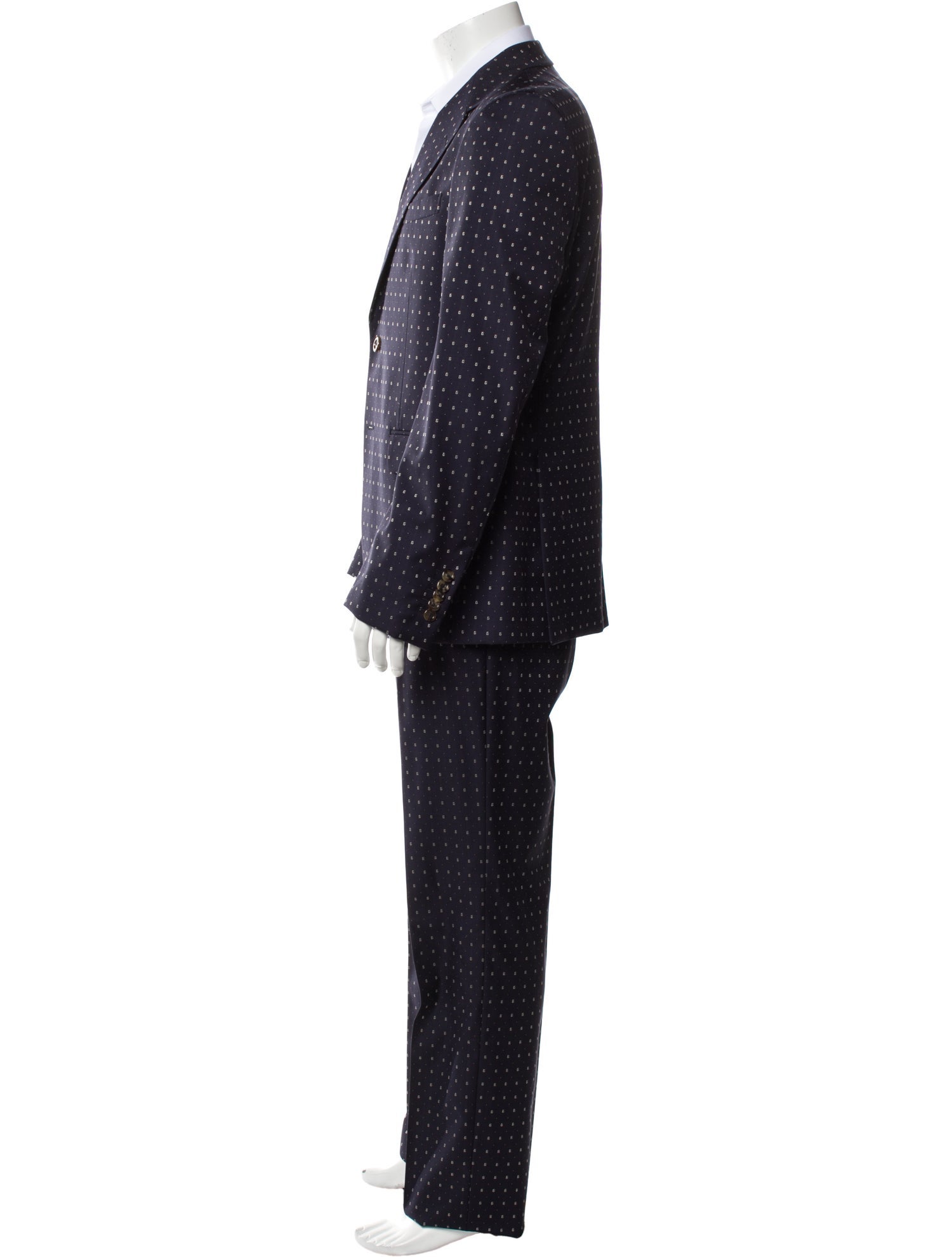 Gucci Wool Polka Dot Print Two-Piece Suit w/ Tags