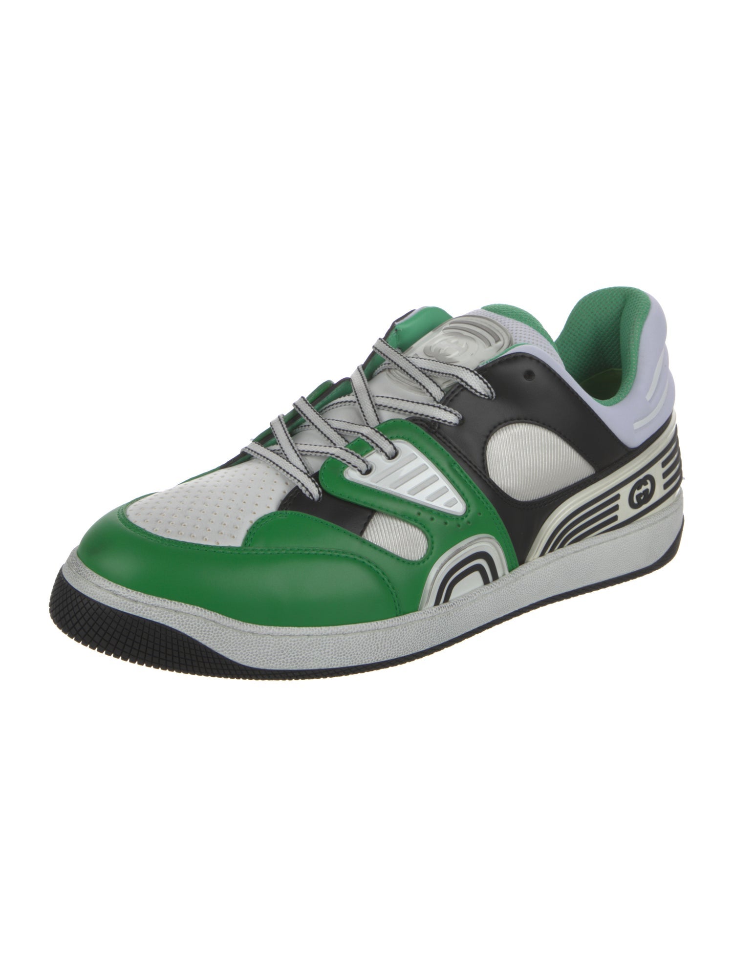 Gucci Leather Colorblock Pattern Athletic Sneakers