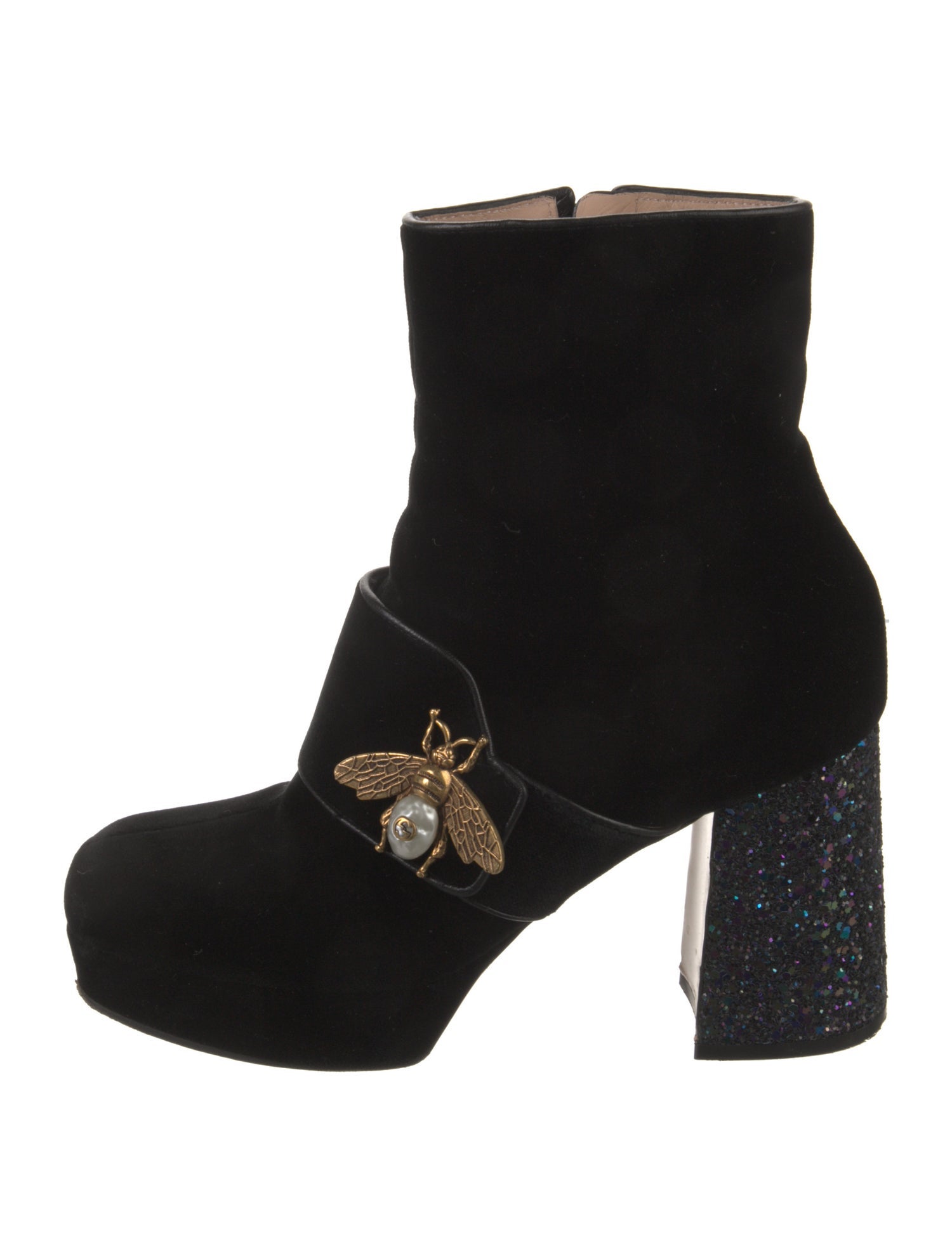 Gucci Soko Bee Faux Pearl Accents Boots