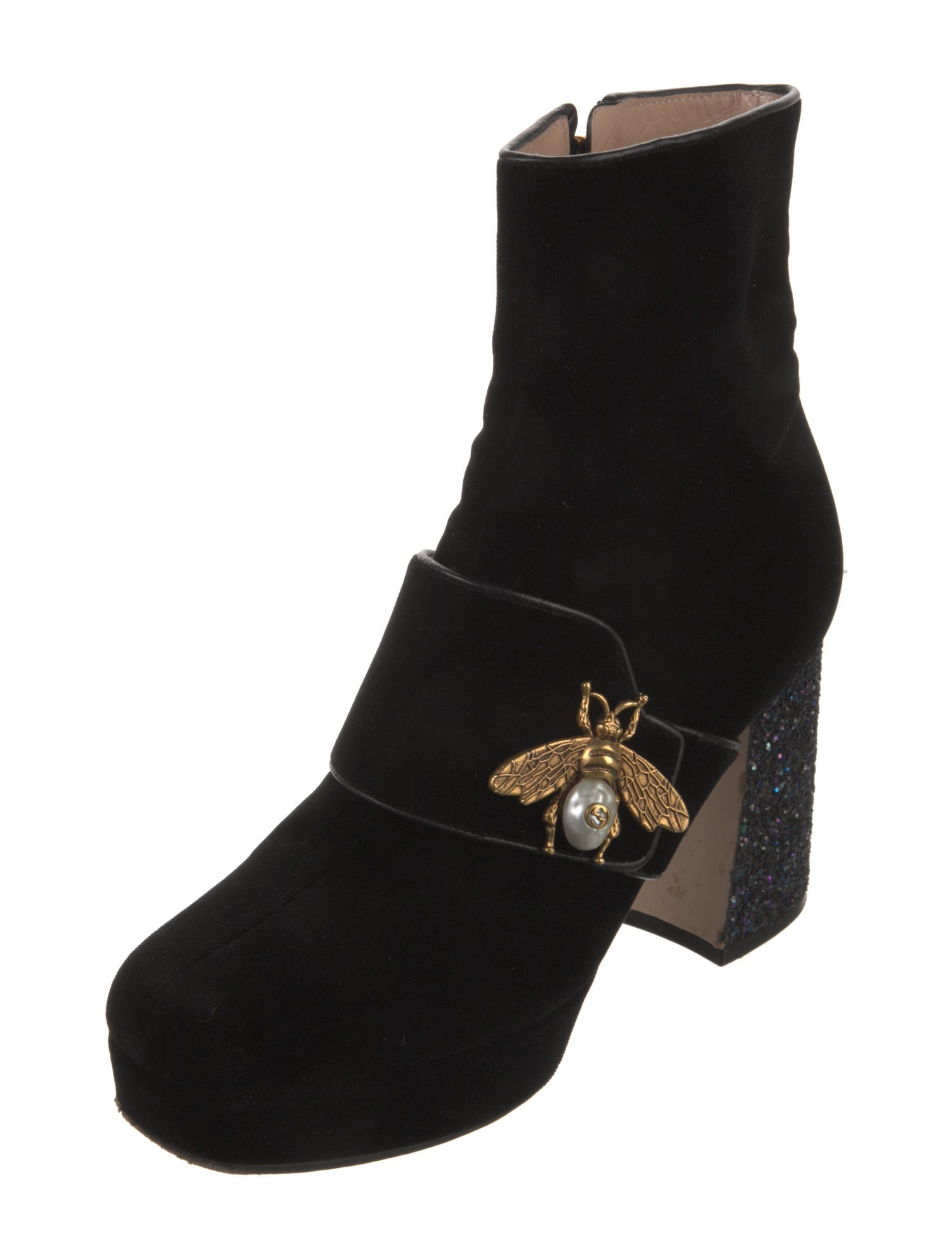 Gucci Soko Bee Faux Pearl Accents Boots