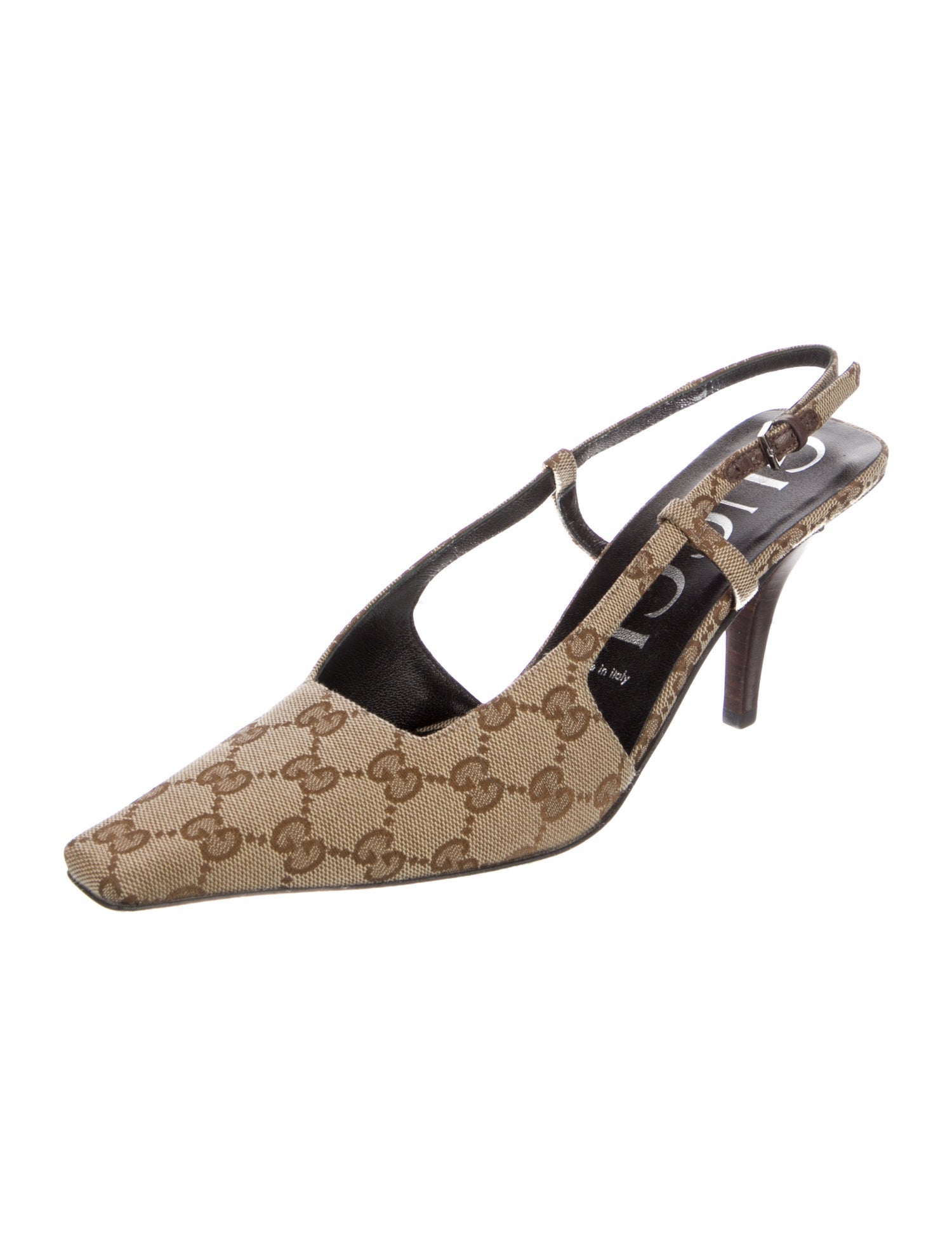 Gucci GG Canvas Slingback Pumps