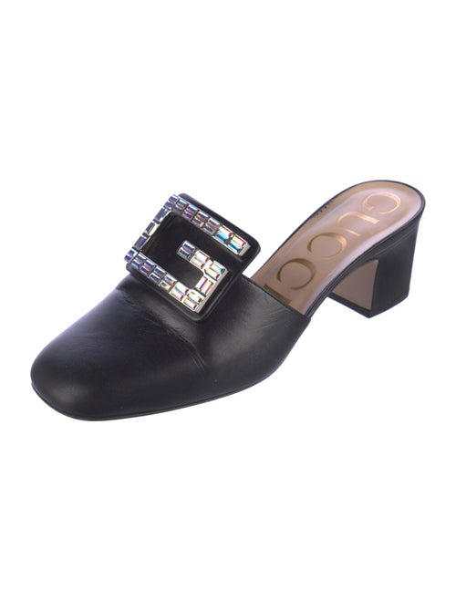 Gucci Leather Crystal Embellishments Mules