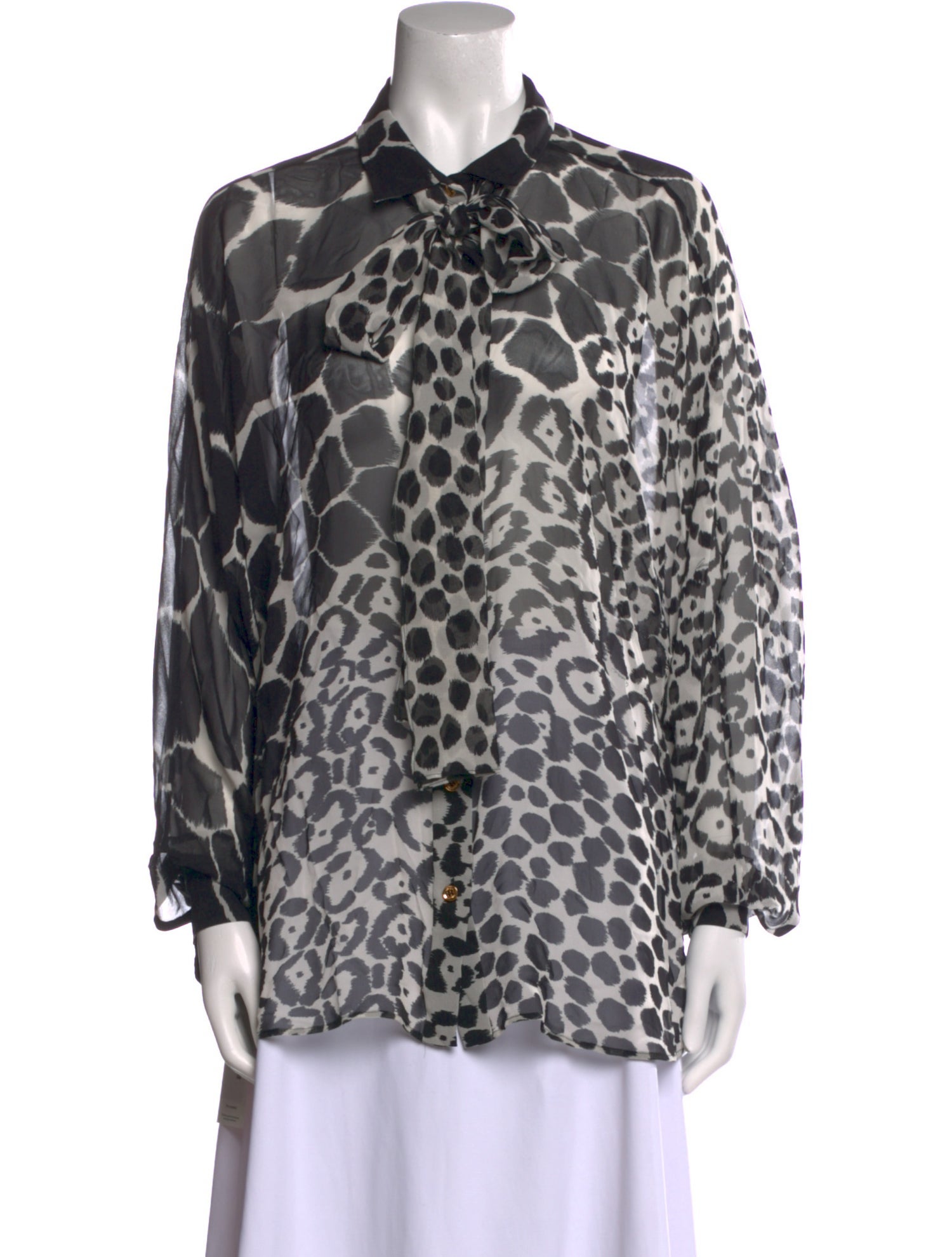 Gucci Silk Animal Print Button-Up Top