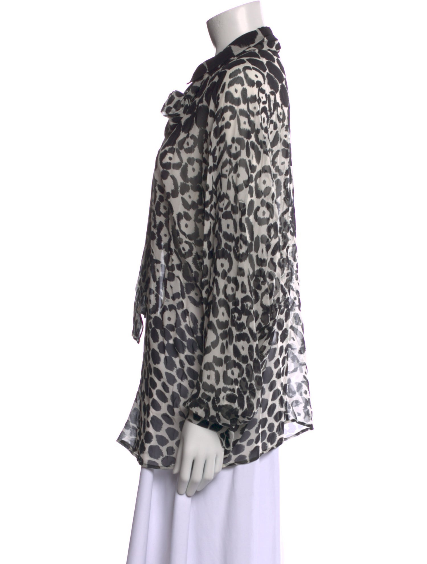 Gucci Silk Animal Print Button-Up Top