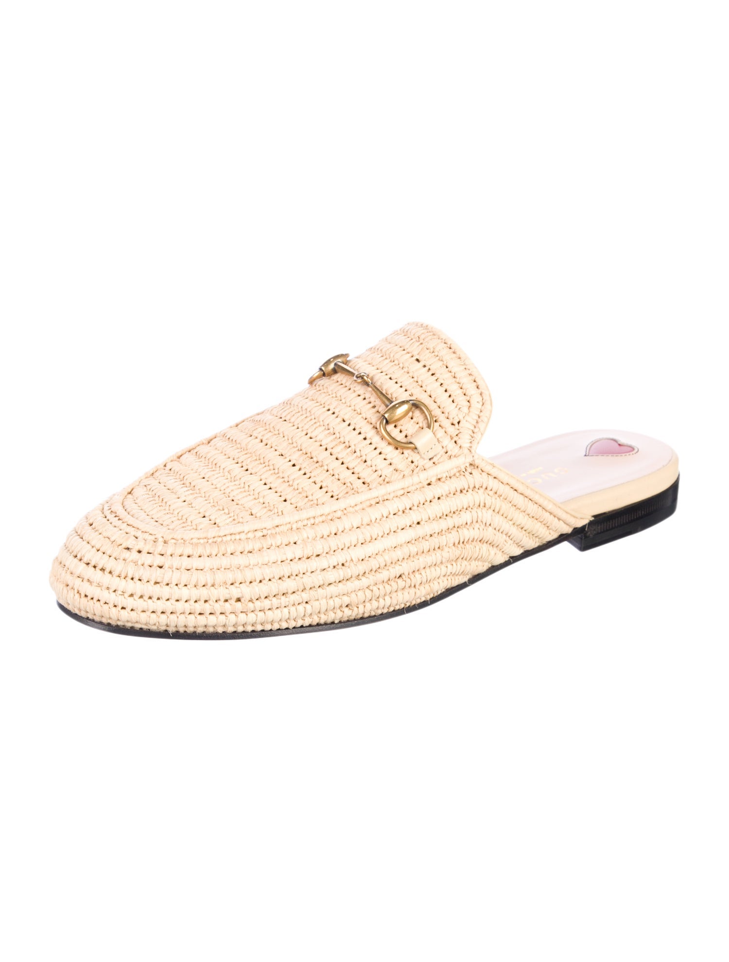 Gucci Horsebit Accent Raffia Mules