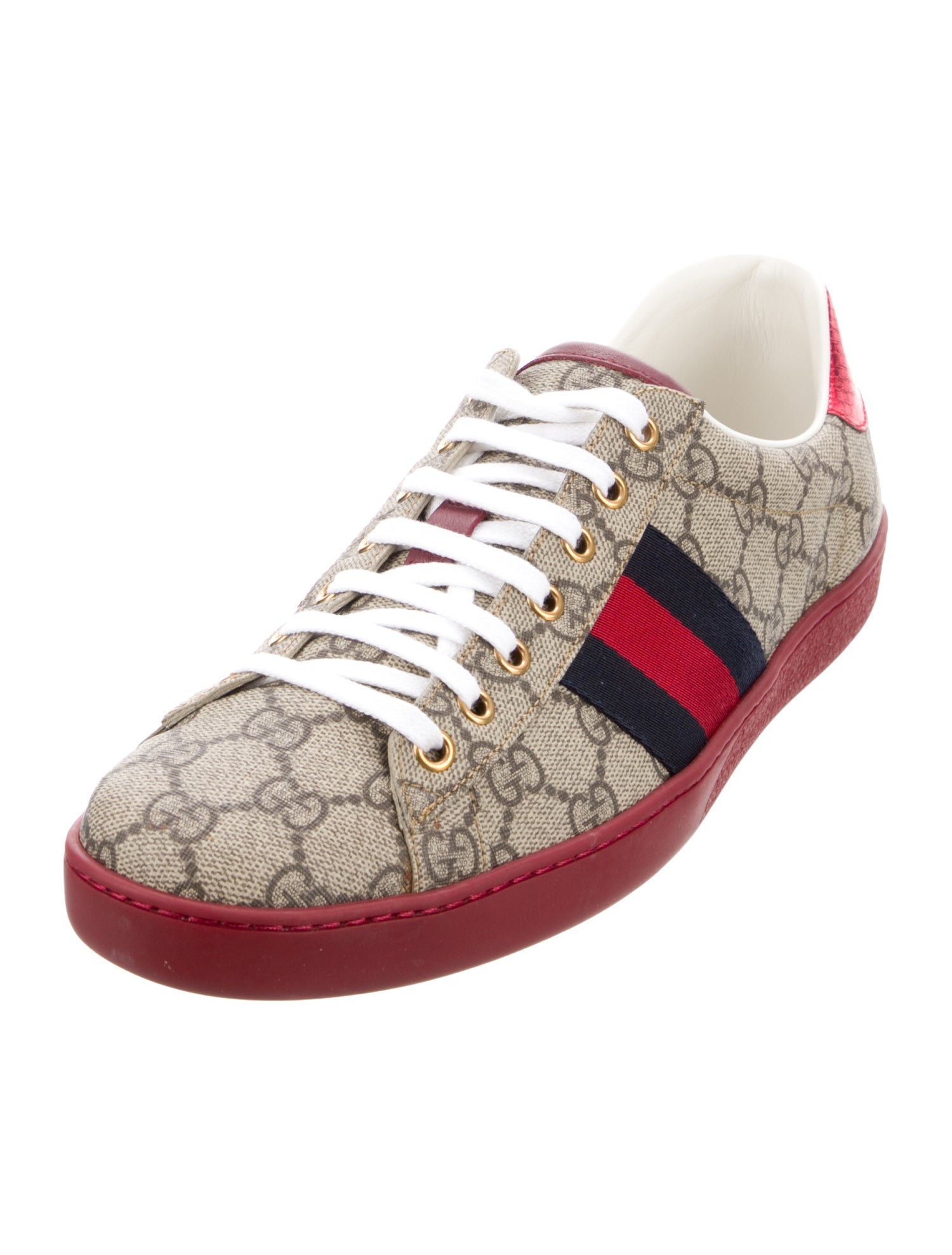 Gucci GG Supreme Leather Trim Embellishment Sneakers