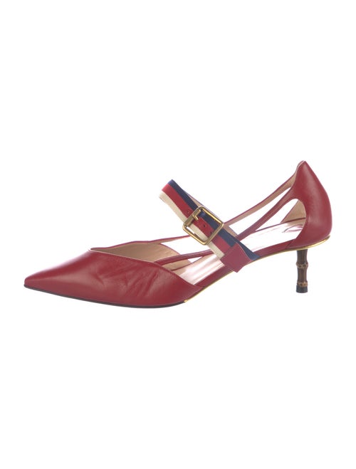 Gucci Sylvie Web Accent Leather Slingback Pumps